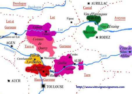 carte des vignobles du Tarn et Garonne>